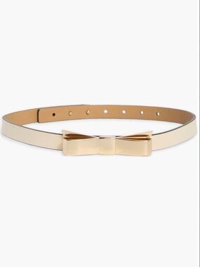 Kate Spade Gold Bow Leather Belt | Thin Waist Belt | Size Large | NWT